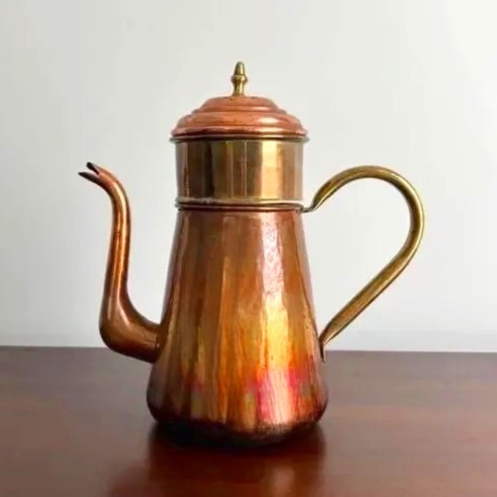 Vintage Dinant Belgium Copper/Brass Teapot 9.7" Tall